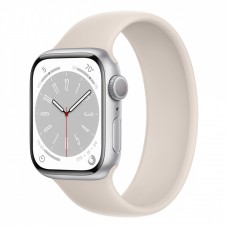 Apple Watch Series 8, 41 мм корпус из алюминия серебристого цвета, ремешок цвета «сияющая звезда» фото
