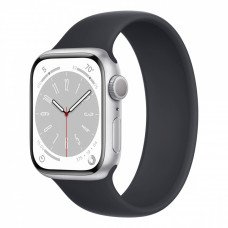 Apple Watch Series 8, 45 мм корпус из алюминия серебристого цвета, ремешок цвета «тёмная ночь» фото