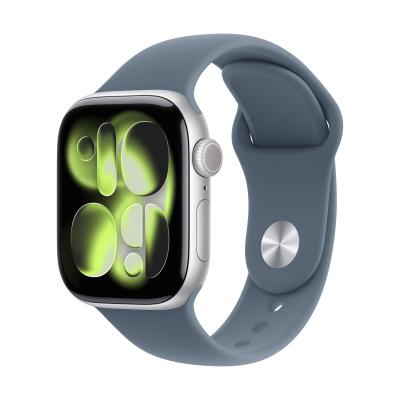 Apple Watch Series 11, 42 мм корпус из алюминия цвета «Silver», ремешок Sport Band цвета «Anchor Blue»