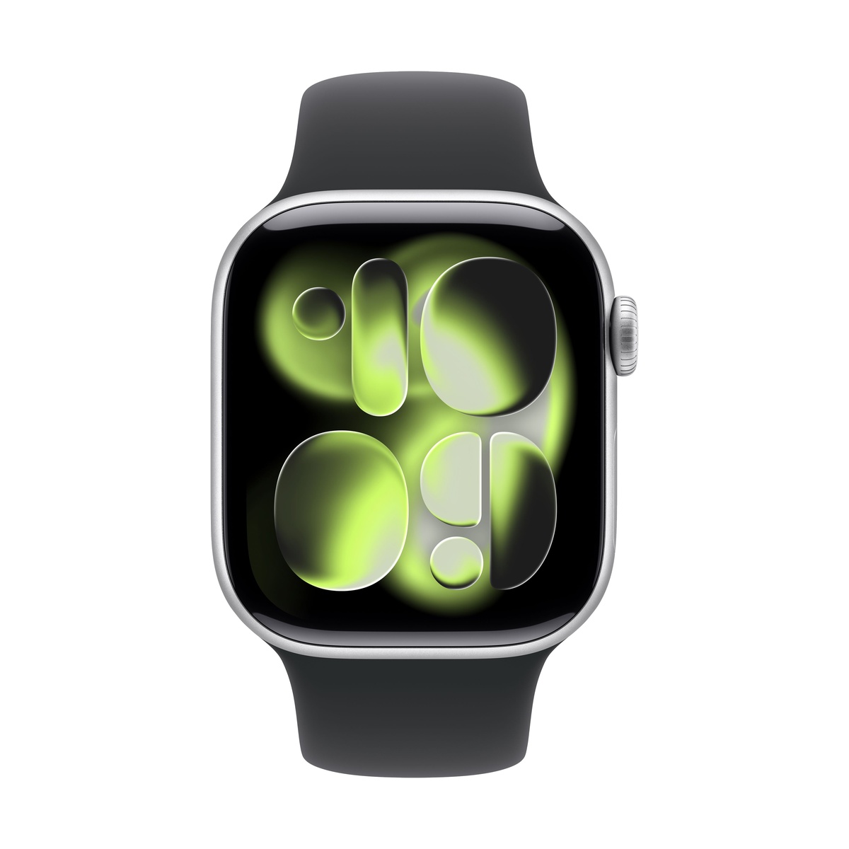 Apple Watch Series 11, 46 мм корпус из алюминия цвета «Silver», ремешок Sport Band цвета «Black»