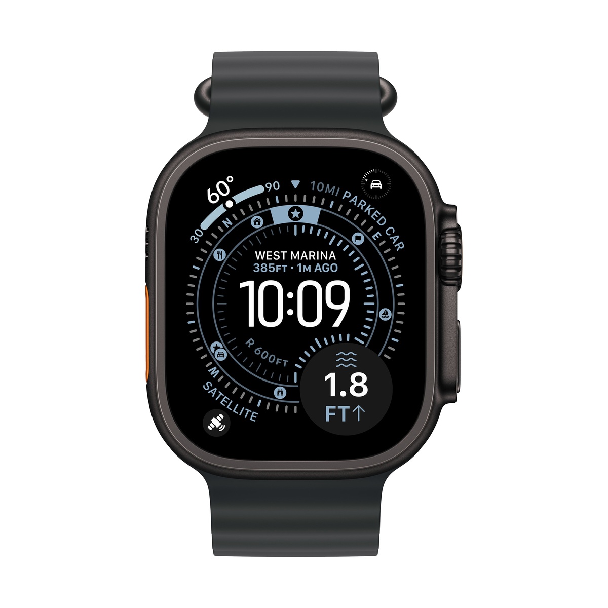Apple Watch Ultra 3 (2025), 49 мм корпус из титана цвета «Black», ремешок Ocean Band цвета «Black»